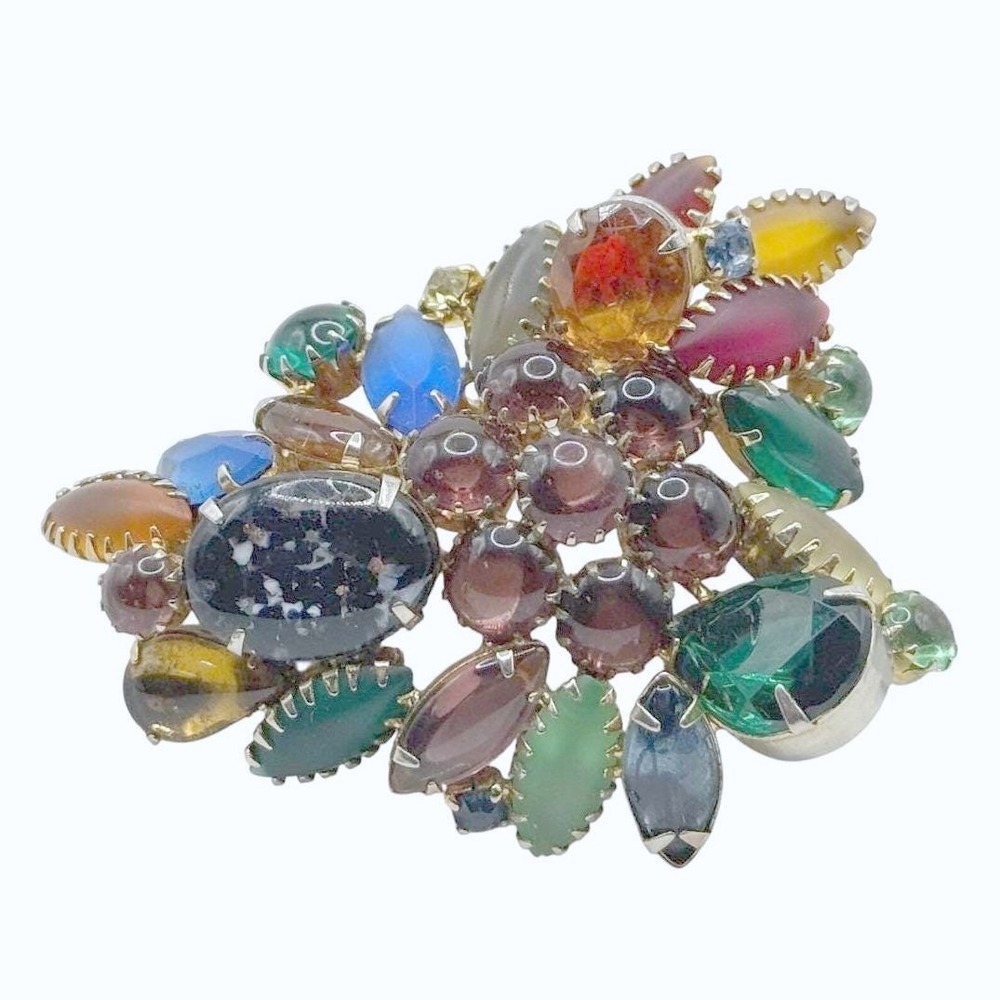 Vintage Juliana‎ Multi Color Rhinestone Statement brooch Aurora Borealis Gems